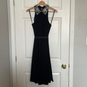 Jenny Packham black halter dress with bejewelled collar